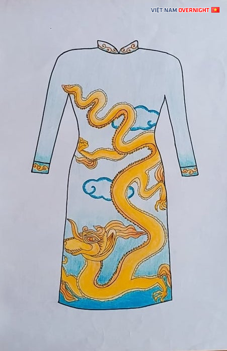 vẽ áo dài hoạ tiết thời trần